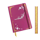 Cat & Cherry Blossom A5 Dot Grid Journal, 160gsm Thick Paper Hardcover Notebook, PU Leather Cover, Gilded Page Edges
