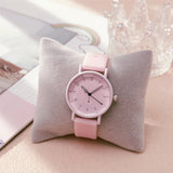 Fashion Women's Pink Minimalist Watch Silicone Strap Quartz Wristwatch Elegant Ladies Watches