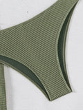 Sexy Bandeau Bikini Women Coffee Metal Water Droplet Ornament Push Up Mesh Skirt 3 Piece Swimsuit Beach Bathing Suit Swimwear