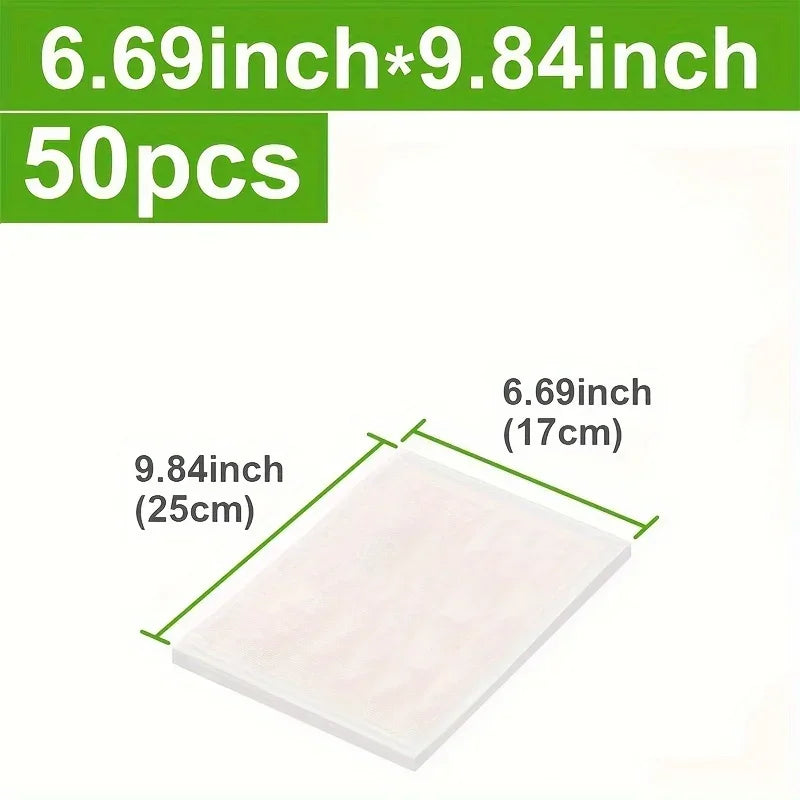 50PCS Net Pattern Vacuum Bag Food Bag Household Fresh-Keeping Bag Cooked Food Packaging Bag