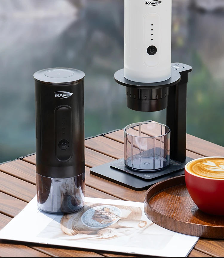 IKAPE Portable Coffee Machine Fit Capsules Ground Coffee Handheld Coffee Maker Manually For Camping Hiking No Heating Function