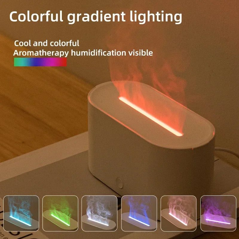 HY02 Flame Aromatherapy Humidifier with Anti-Dry Burn Feature Colorful Lights Silent Mist Moisturizing And Humidifying Function