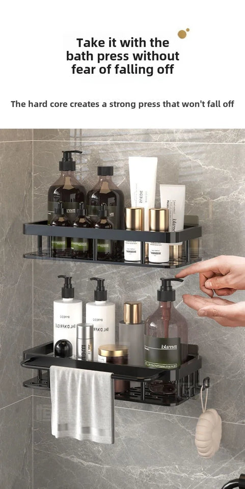 Rustproof Aluminum Bathroom Shelf – No-Drill Over-Tub or Corner Storage for Toiletries & Shower Essentials