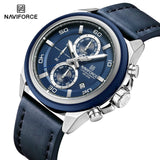 NAVIFORCE Waterproof Watches for Men Original Brand Luxury Leather Men's Quartz Wristwatch Fashion Military Chronograph Male