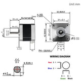 Nema17 Hybrid Open-loop Stepper Motor 2PH 34/40/48/60mm Length 4-Lead 0.28/0.42/0.56/7Nm for 3D Printer CNC Machine Tools Laser