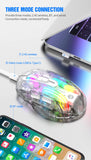 Aesthetic Clear Wireless Mouse for Women RGB Glow Tri-Mode Bluetooth Rechargeable Gaming Mouse for Laptop PC Office