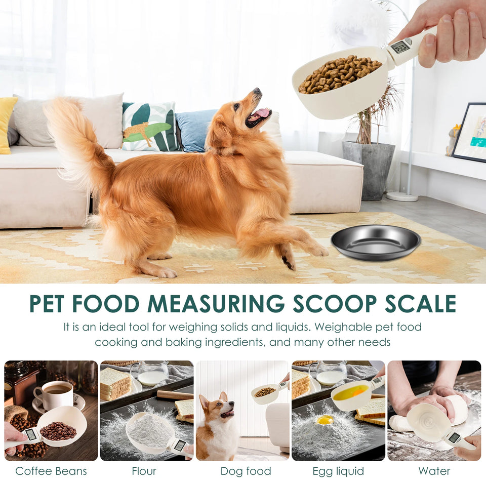Pet Food Measuring Scoop with LED Display Feeding Spoon Kitchen Scale Portable Daily Meals Pet Dog Food Gadgets for Kitchen
