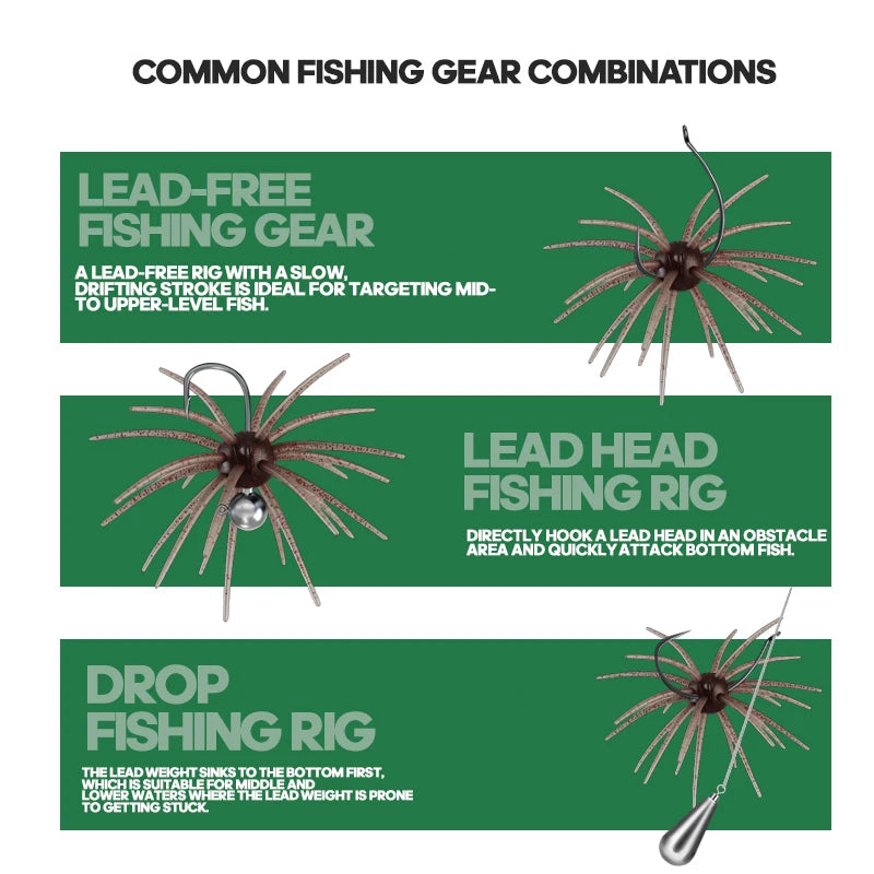 TAIYU 2-Pack Floating Sea Urchin Soft Lures, Bionic Soft Baits, TPE Material Fishing Lures for Saltwater Fishing, Commercial Pon