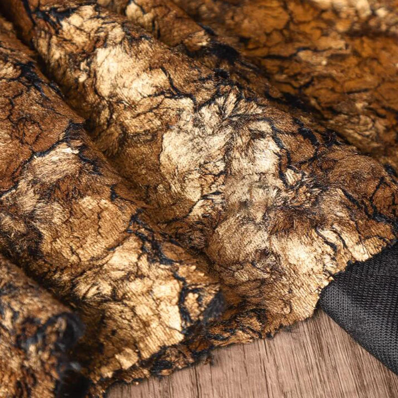 Metallic Crackle Bronzing Fur Fabric Bronzed Woolen Plush Designer Fabric For Diy Sewing Dress Coat Shawl Bag Sofa Material