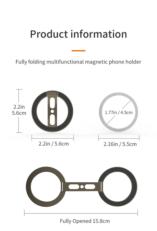 Double Sided Magnetic Phone Ring Holder Kickstand Magnet Grip for MagSafe For iPhone 16 15 14 Android Gym Car Holder Phone Stand