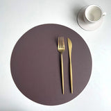 1/6/10 Sets Round PU Leather Placemats & Coaster Set Oil-Proof Waterproof Insulation Mat for Kitchen Coffee Shop Christmas Decor