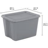Large Storage Bin, 18 Gallon Plastic Storage Container with Snap-On Lid, Gray, 8 Count