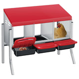 Multi-Compartment Metal Chicken Nesting Box Automatic Roll-Out Egg Collection Waterproof Steel Laying Box for Hens Ducks Rabbits