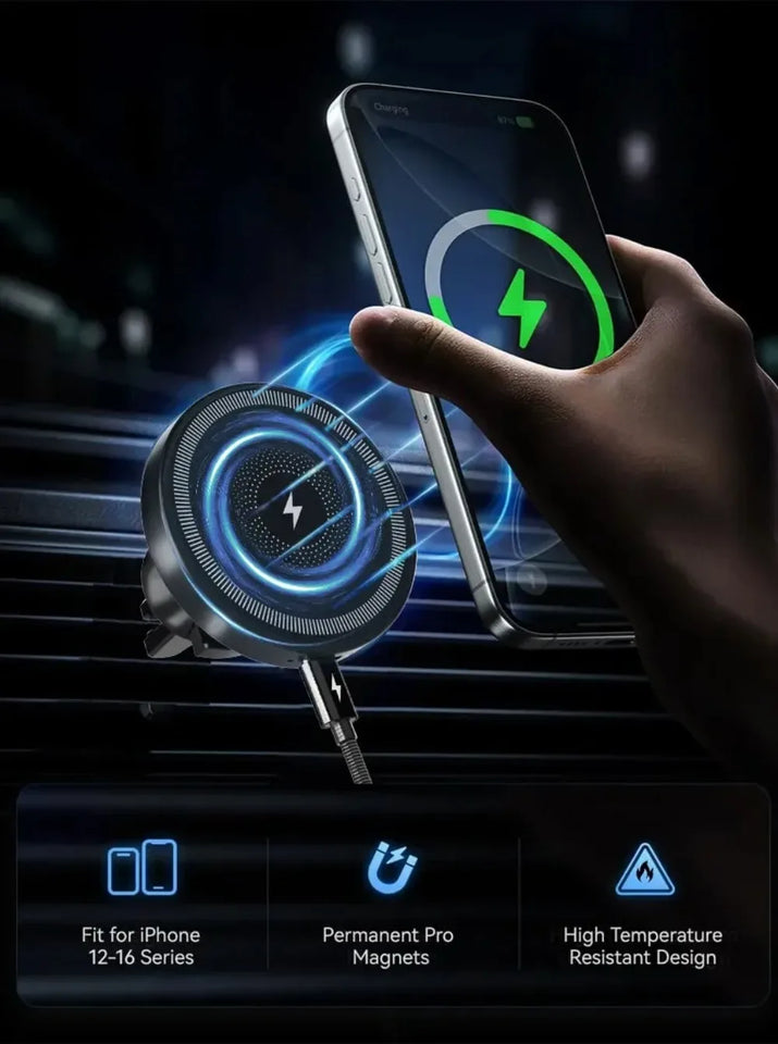 Magnetic Wireless Charger Car 360 Rotation Air Vent Phone Holder Stand Fast Charging Mount For iPhone 17 16 15 14 13 12 Pro Max