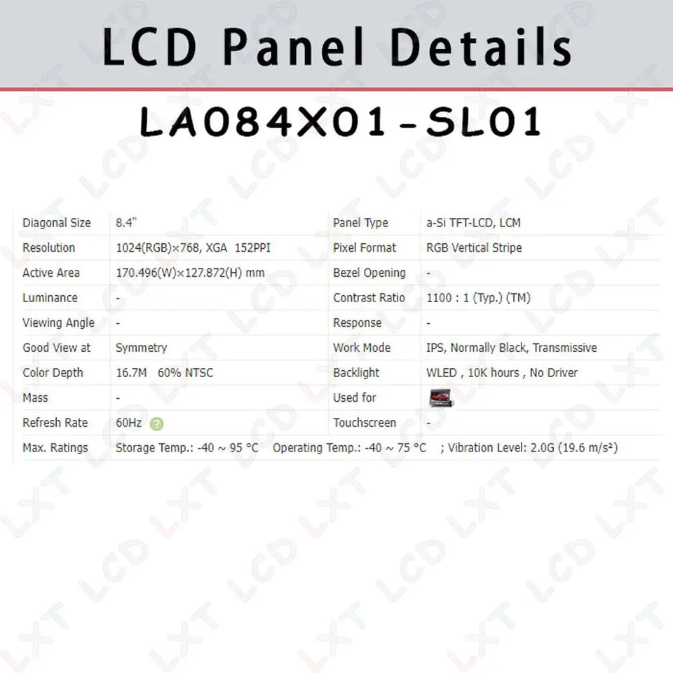 LCD Screen Display Panel For LG Display LA084X01 SL01 SL02 SL03 Automotive Replacement Uconnect 4C UAQ LCD Touch Navigation