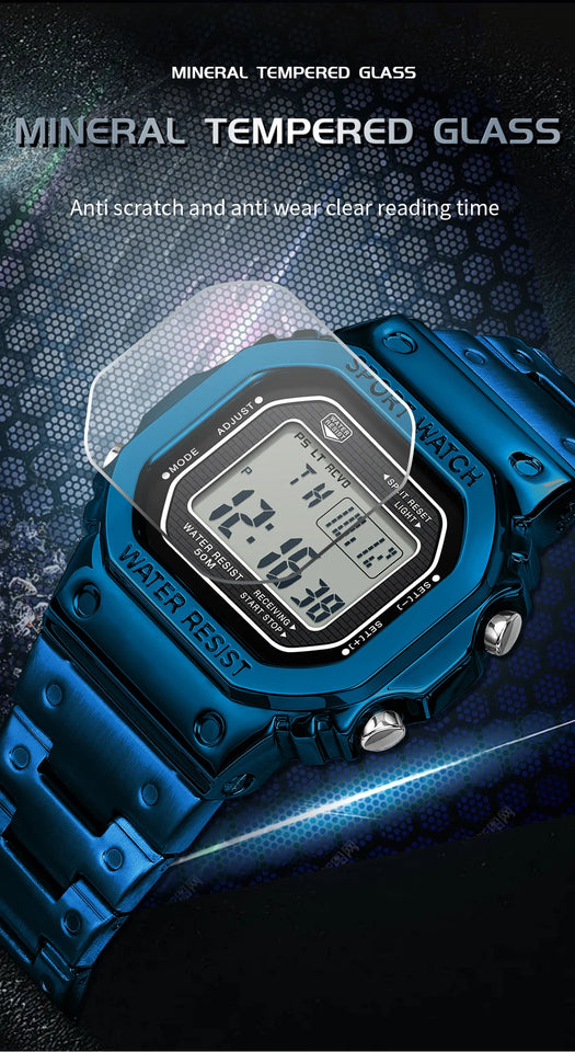 SANDA 2162 Men's Electronic Digital Watch Countdown LED Electronic Night Light Sports Waterproof Men's Electronic Watch