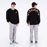 Floral Embroidery Unisex Pullovers Sweatshirt For Men Loose Fit Autumn Quality Cotton Fashion Casual Oversized Luxury Pull Homme