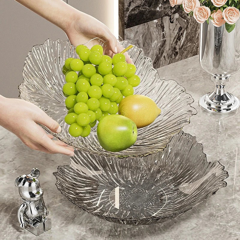 Hot Sale Luxury Transparent Display Plate for Fruits And Sweets Clear Glass Tray for Home Living Room Coffee Table Decoration