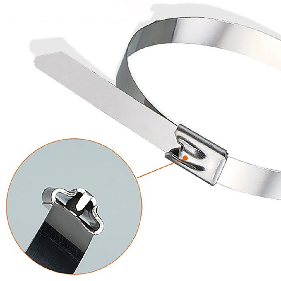 Metal Cable Ties Stainless Steel Self Locking Fastening Rings Heavy Duty Cables Tie Strap Exhaust Wrap Organizer For Home Office