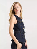 Denim suit spring and summer tops for women 2026 new style simple and elegant high-end denim fashionable style vest