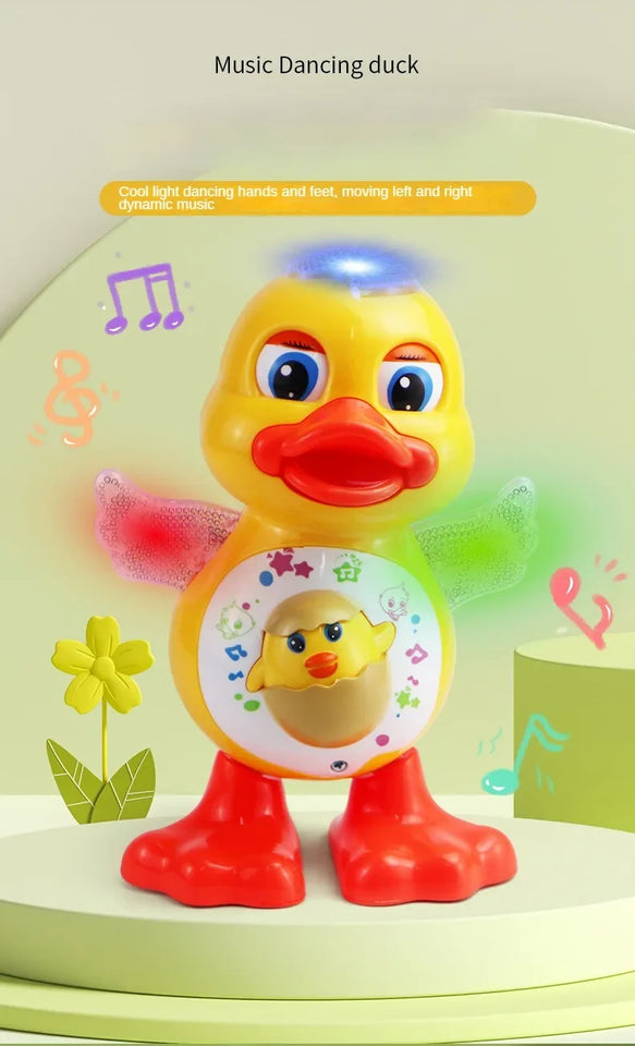 Electric Music Light Dancing Duck with Cute Blinking and Shaking Head Educational Electronic Pet for Children's Birthday Gift