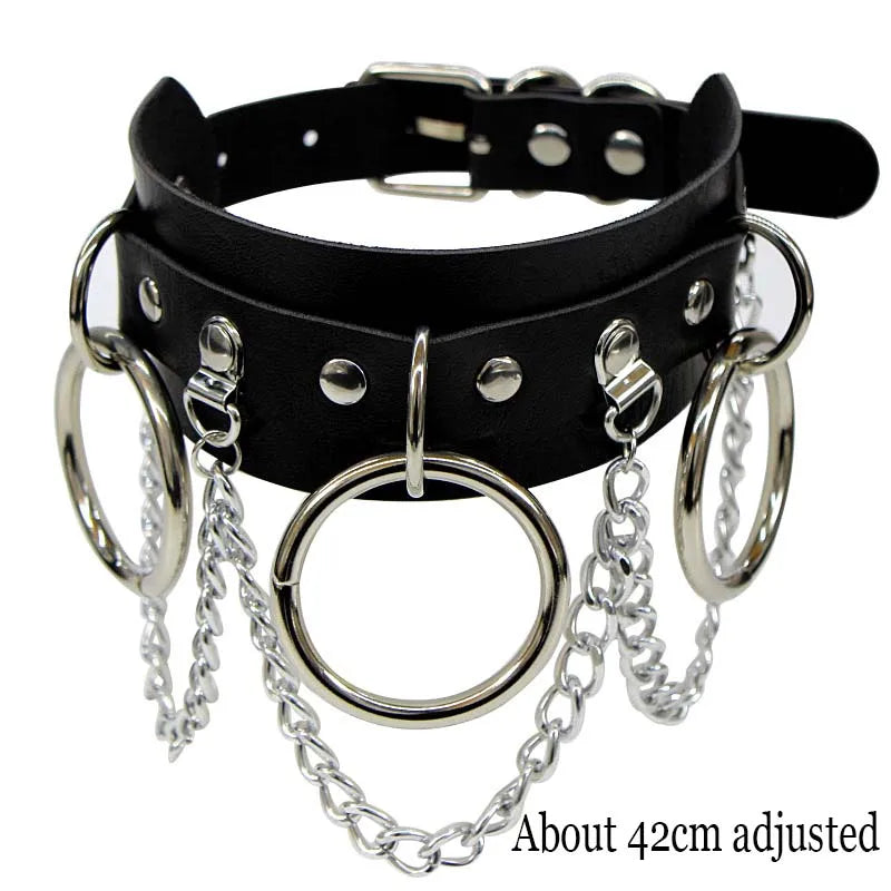 Woman Black Punk Choker Collar Necklace Sexy PU Leather Heart Lock Key Spike Chocker Gothic Cosplay Accessories Party Jewelry
