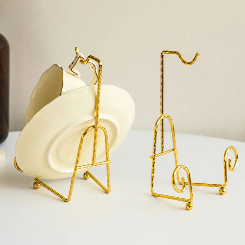 Storage Rack Luxury Tea Cup And Saucer Display Rack Metal Coffee Tea Cup Sets Coffee Storage Box Simple Suitable For Tray Tea