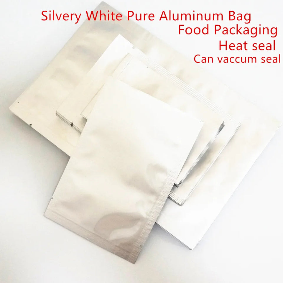 100pcs Silver Dumb Aluminum Foil Bags Heat Seal - Top Open Mylar Foil Bag Matte Surface Plastic Food Package Spices/Sauce Pouch