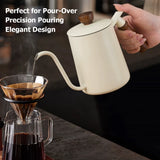 Stainless Steel Coffee Gooseneck Kettle 600ML Pour Over Coffee Pot with Precision Spout for Hand Brewing
