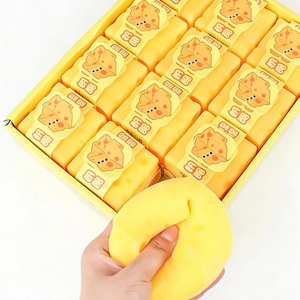 Cheese Fidget Toy Stress Relief Fidget Simulation Squeeze Decompress Toy for Kids Teens Adults Study Work Home School Office