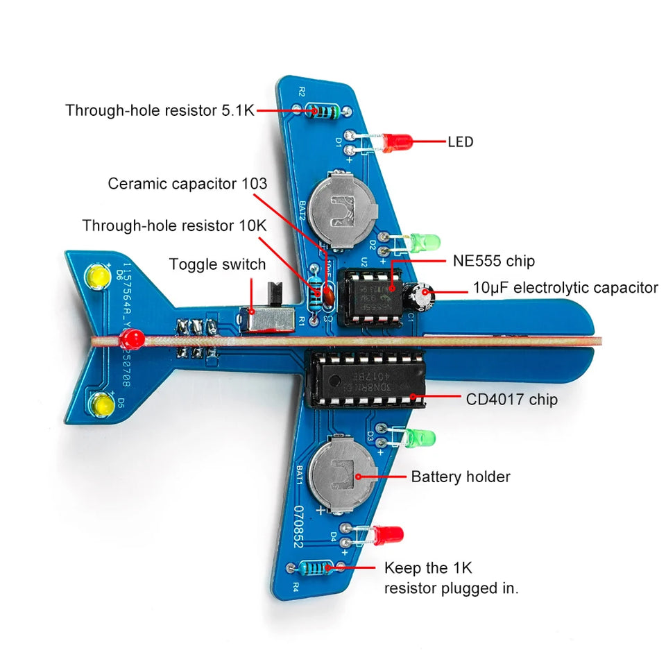 DIY Electronic Kit LED Flow Light Aircraft Model Kit DIY Electronic Welding Practice Kit Electronic Science Assembly Kit