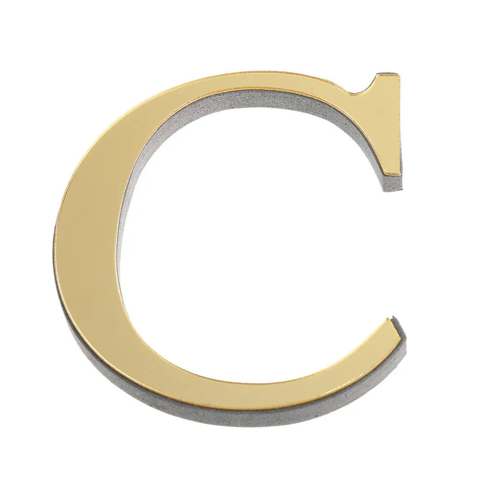 10CM 26 English Letters Wall Sticker 3D Mirror Acrylic Gold Wall Sticker Decals Self-Adhesive Home Party Decor Wall Art Mural
