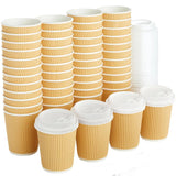 30pack Yellow Ripple Coffee Paper Cups 8oz Disposable Coffee Cups With Lids for Cold/Hot Beverages Travel Office Paper Cups