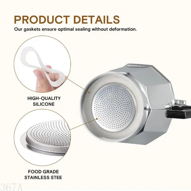 367A Efficient Coffee Maker Replacement Set With Gaskets Seals And Aluminium Filter