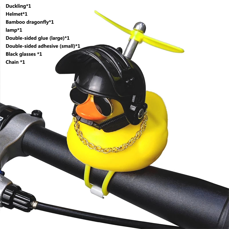 Bicycle Bell Black/Yellow Duck Cartoon Little Ducks Helmet Head Light Shining Duck Bicycle Bells Handlebar Bicycle Accessories