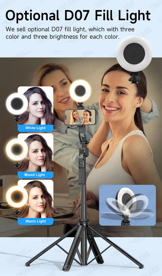 Tripod for Mobile Phone 360°Auto-Rotation Shooting C17 Quadrapod Selfie Stick Phone Stand AI Face Following, with Remote Control