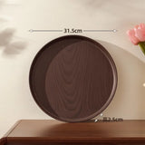 Walnut Wood-Grain Round Serving Tray-Multi-Purpose Plate for Coffee, Bread, Pastries & Tea Set Storage, Ideal for Tea Ceremonies