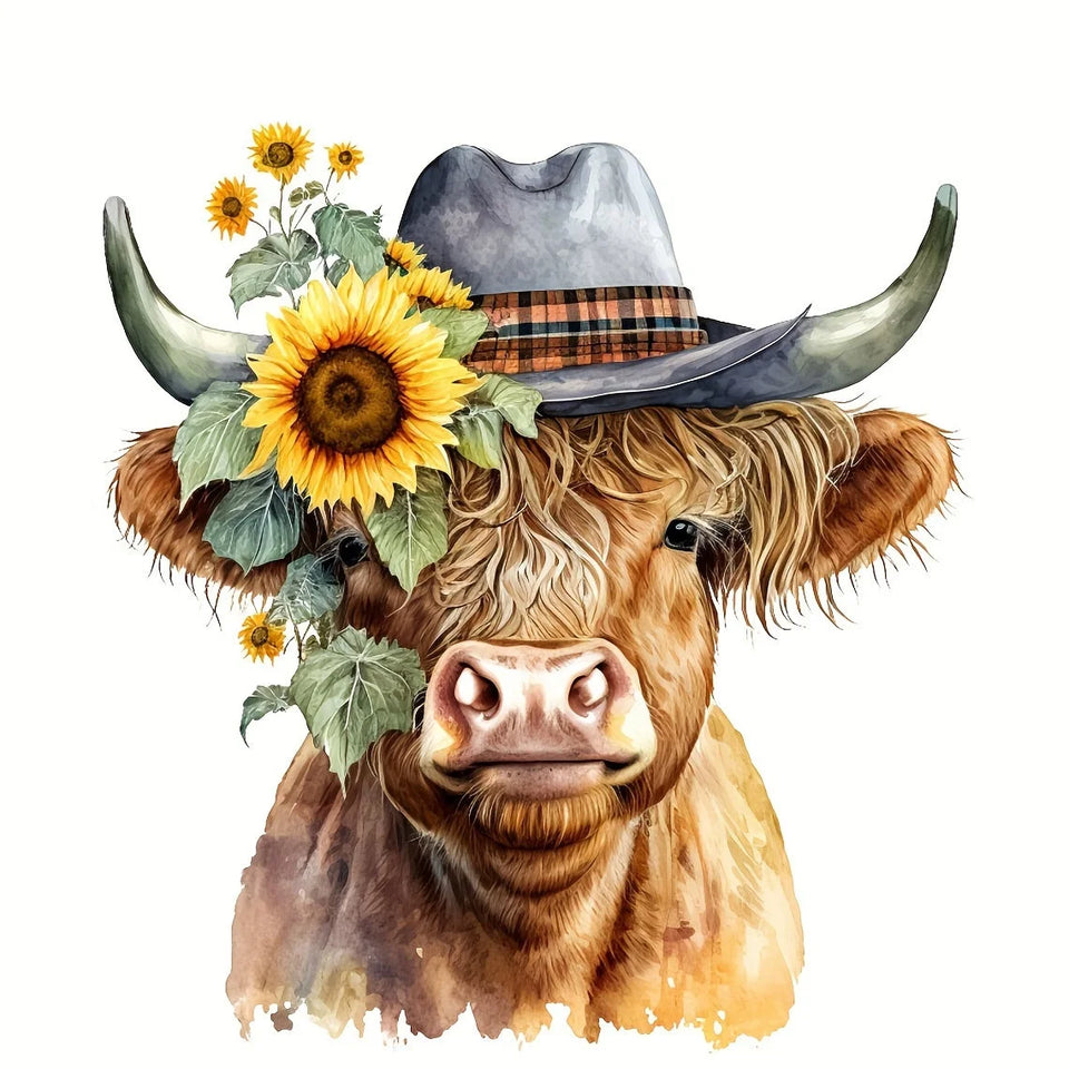Huacan New Arrivals Diamond Painting Animal Cow 5D Diy Diamond Painting Flower Set Handmade Gift Decorations For Home