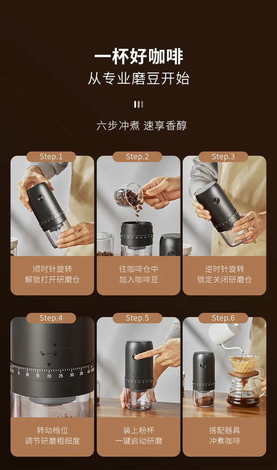 Electric Coffee Bean Grinder Portable 40 Gears External Adjustable Home Coffee Grinder Rechargeable Grinders Coffee Machine Gift