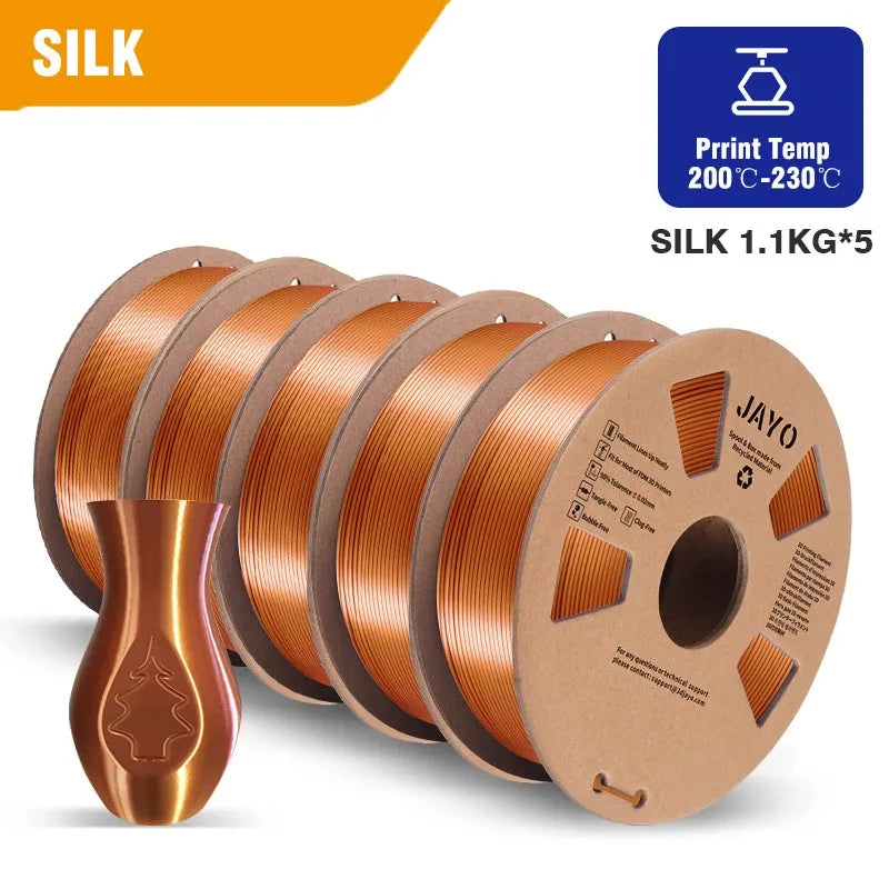 JAYO filaments petg 5Rolls Mixed colors 3D Printer Filament 1.75mm 100% No Bubble FDM 3D Printer Materials DIY Gift 1.1KG/1rolls