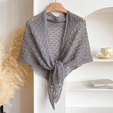Korean Hollow Out Knitted Shawl Summer Air Conditioning Fake Collar Neck Guard Knit Thin Knotted Cape Shoulder Scarf For Women