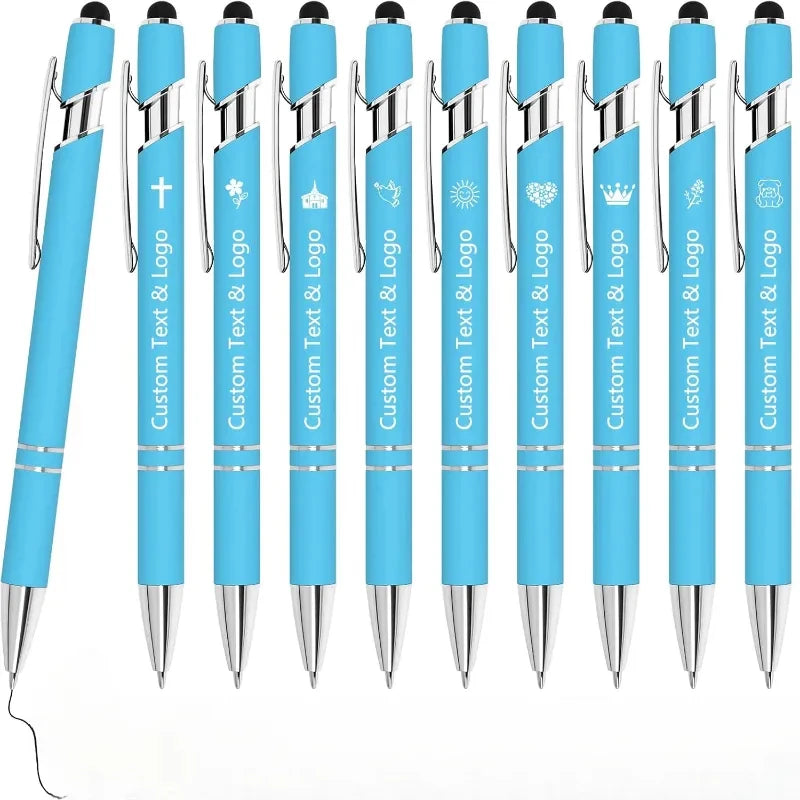 10 pcs Bulk Custom Pens Personalized with Name Engraved Text/Logo Stylus Tip Black Ink Options for Events & Promotions 10/1 pcs