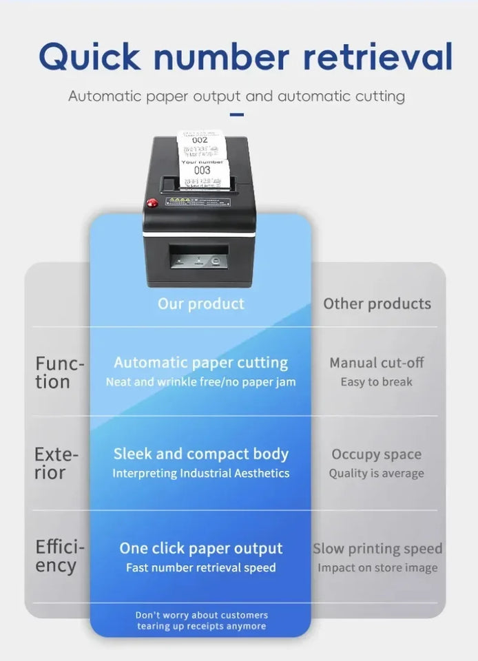 Ticket Dispenser 57mm Label Receipt Take Number Machine and Restaurant Pagers Queue Call Management System Restaurant Equipments