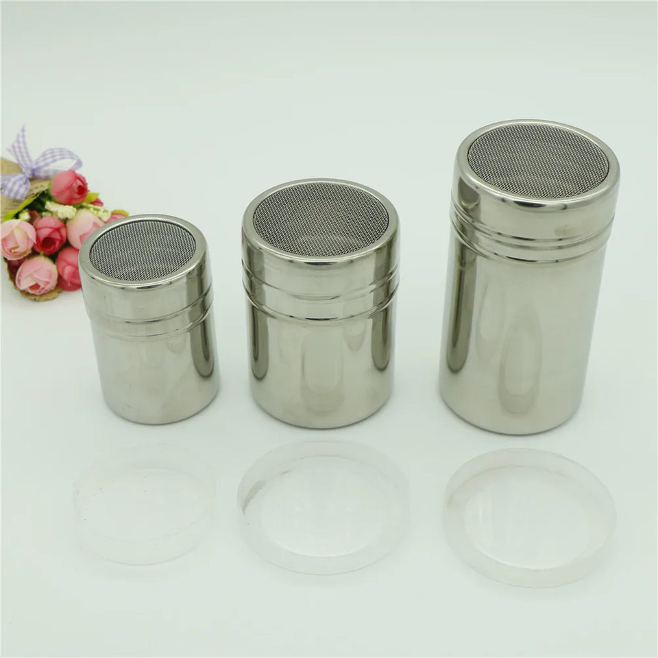 1Pc Stainless Steel Coffee Shaker Cocoa Chocolate Flour Powdered Sugar Sieve Filters Foam Spray Kitchen Cake BBQ Tools With Lid