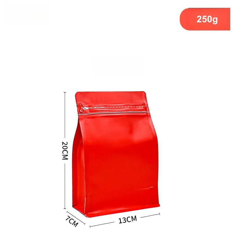 StoBag 50pcs 250g Coffee Beans Packaging Bag with Valve Aluminum Foil Heat Sealing for Powder Tea Nuts Storage Reusable Pouch