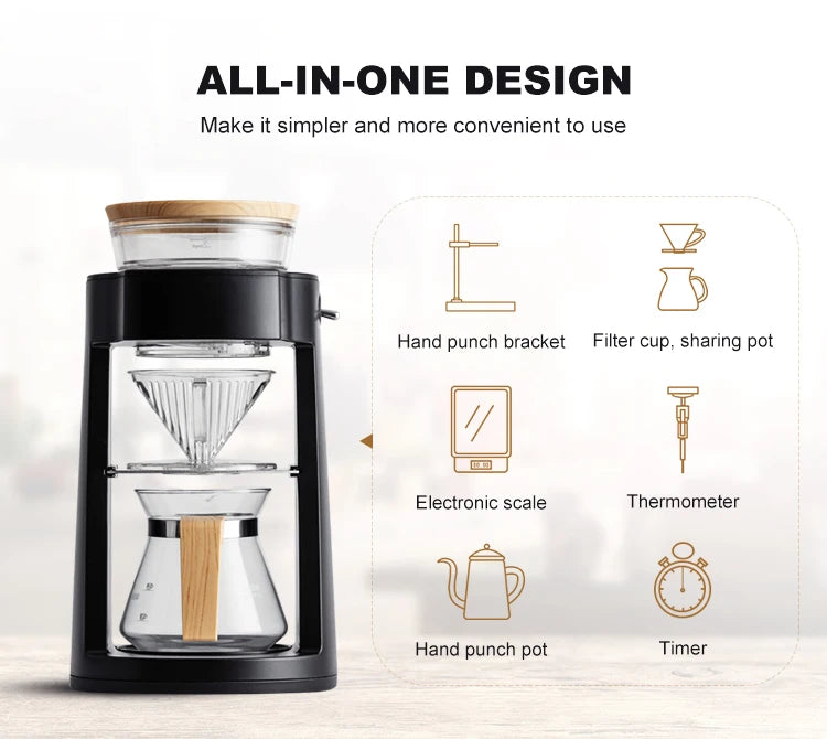 Electric Drip Coffee Maker Household Coffee Machine Tea Coffee Pot Milk