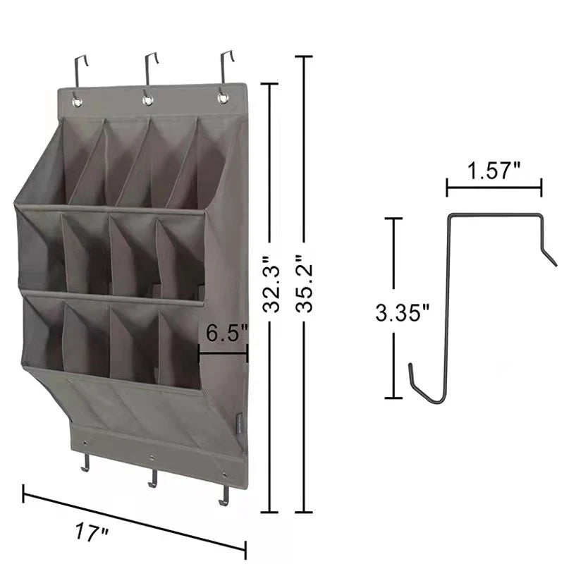 Multi-pockets Wall Storage Bag Large Over Door Hanging Shoe Organiser Behind Doors with 4 Metal Hooks Shoes Rack Storage Bags