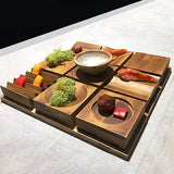 Creative Jiugongge Molecular Cuisine Western Restaurant Plate Dessert Wooden Tableware Restaurant Dim Sum Plate Barbecue Plate