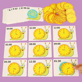 Montessori Toy Snail Clock Educational Toys Hour Minute Second Cognition Matching Puzzle Toys Kids Early Preschool Teaching Aids
