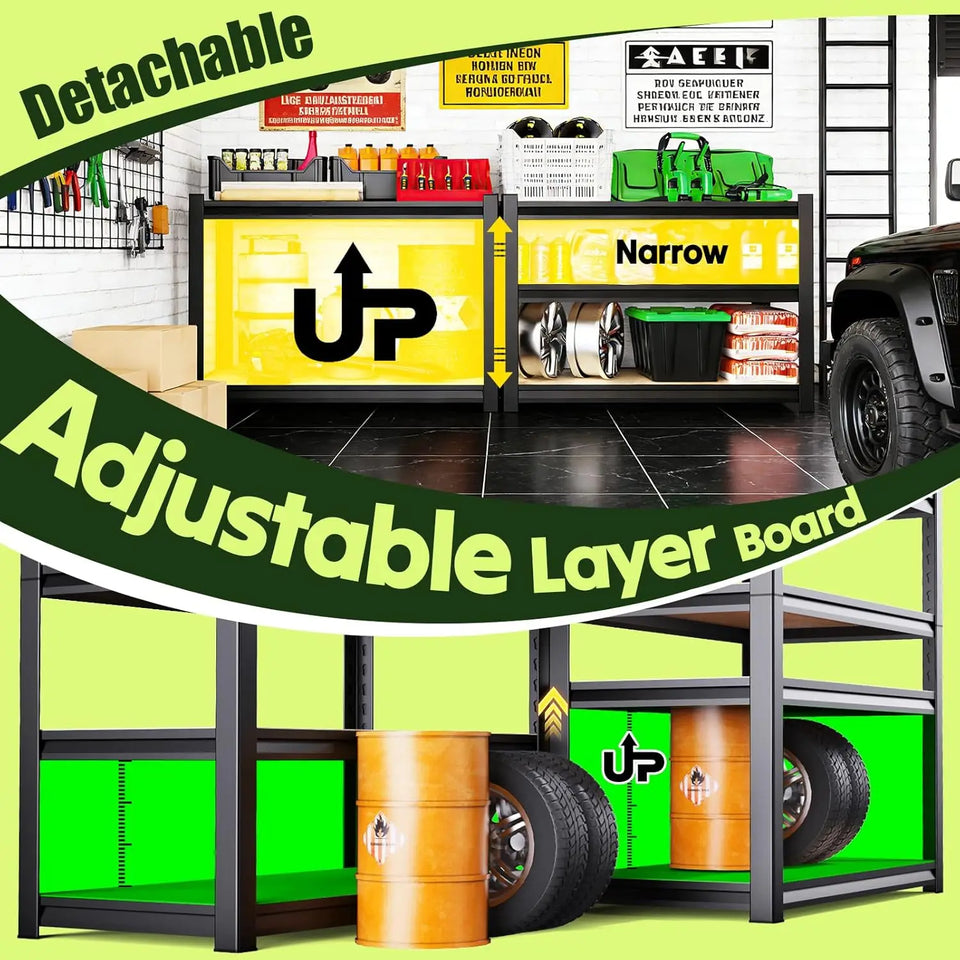 2000LBS Garage Shelving, Heavy Duty Garage Shelves, Adjustable Metal Shelving Unit, Easy Assembly Garage Storage, Customized